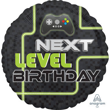 Foil Balloon - "NEXT LEVEL BIRTHDAY" - 45 cm